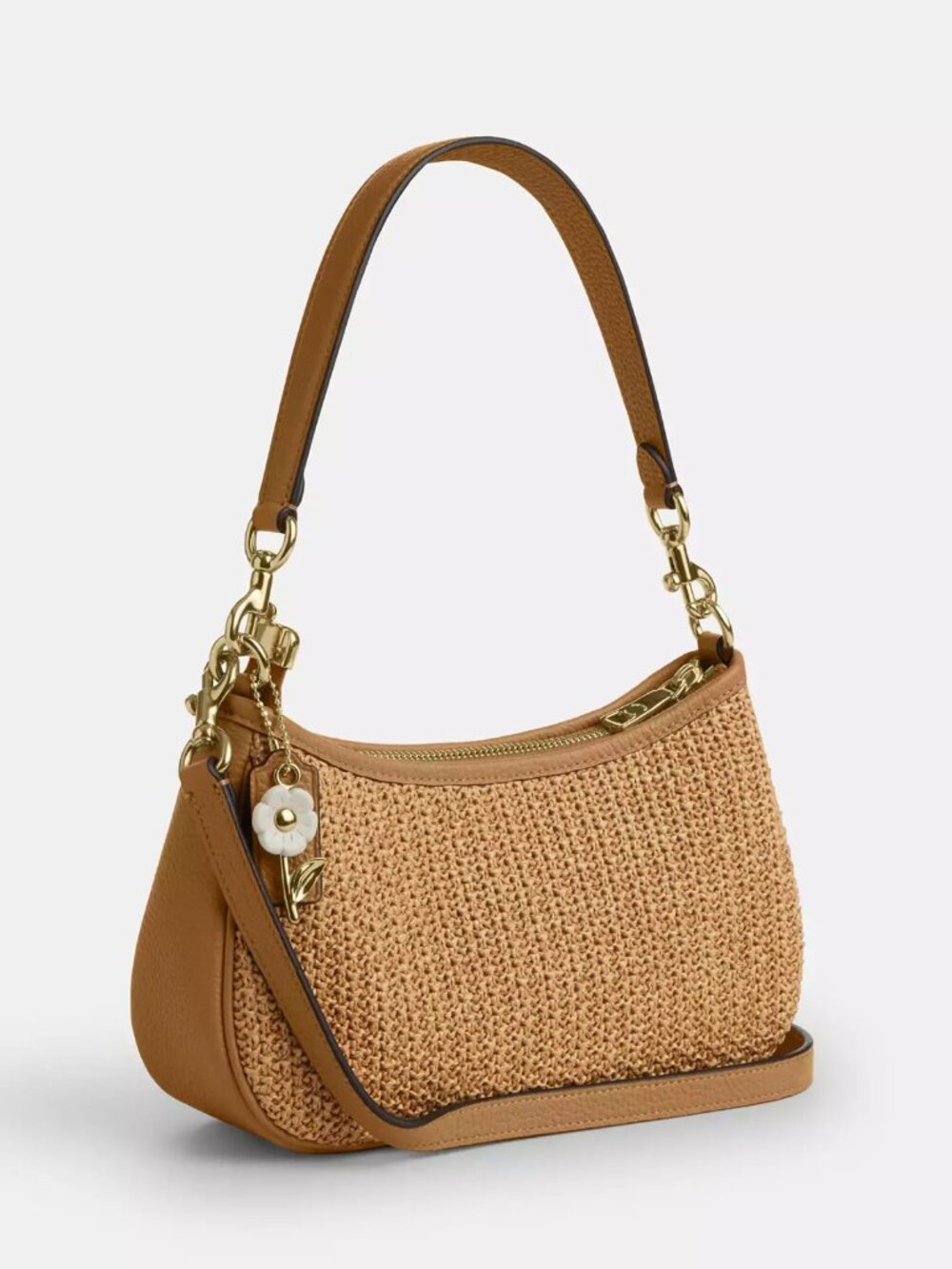 COACH CEC43 Teri Shoulder Bag With Charm straw/Im/Toast Leather *SEALED* - Picture 11 of 14